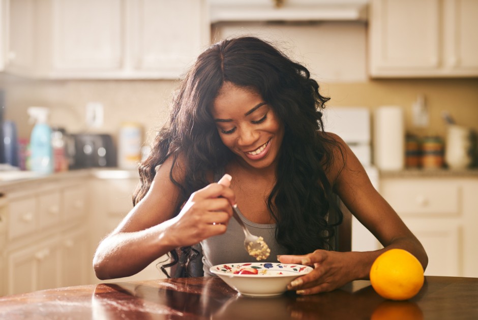 Woman enjoying a healthy meal